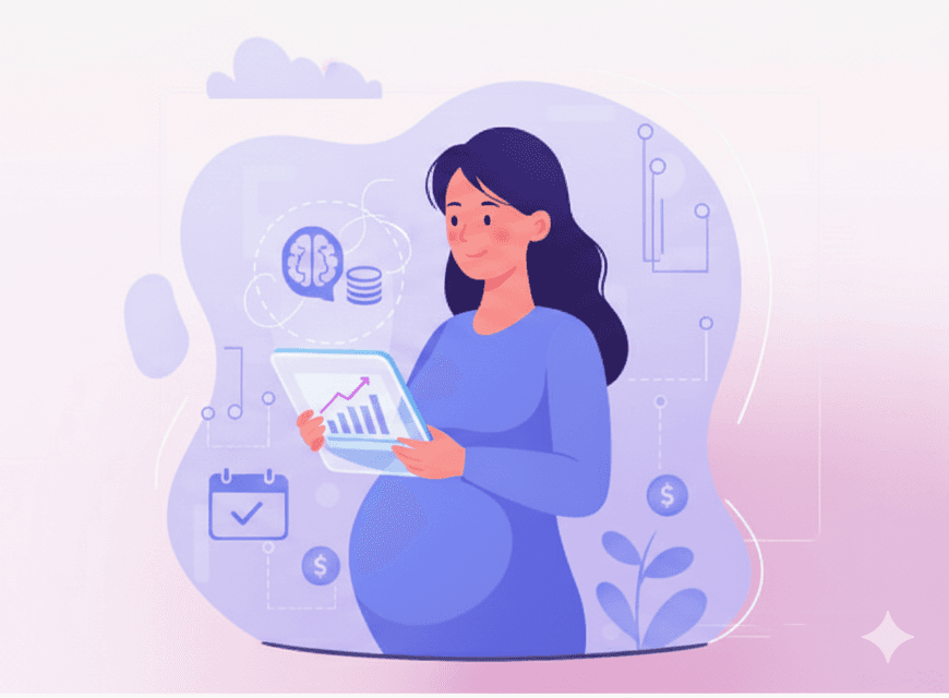 Maternity healthcare illustration showing a couple with medical billing support